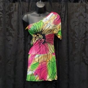 Sexy Print Mini Dress/Tunic Top with Cut Out Sides